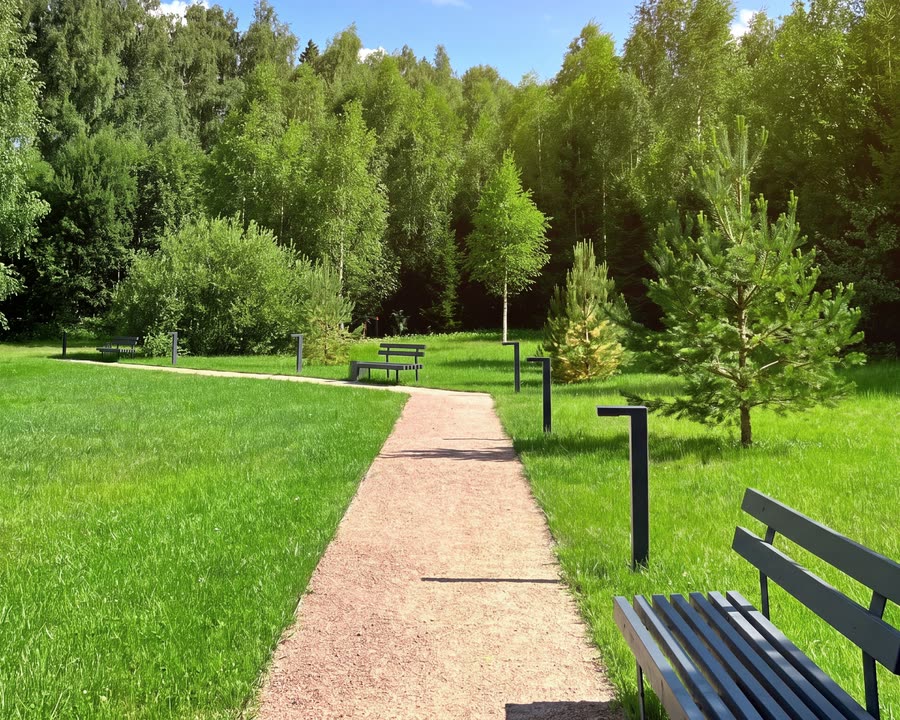 Хвойный лес на границе участков поселка